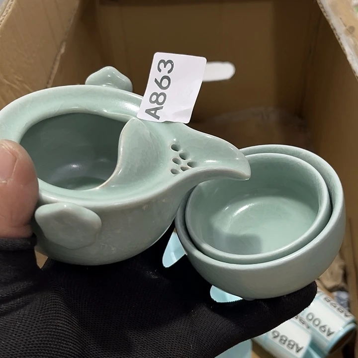 瓷片茶摆件工艺品摆件666