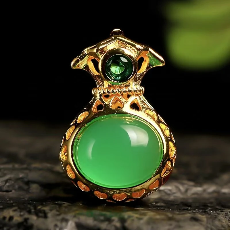 【瑞总】BM-S234#袋袋有福合金镶嵌玉髓吊坠赠合金链