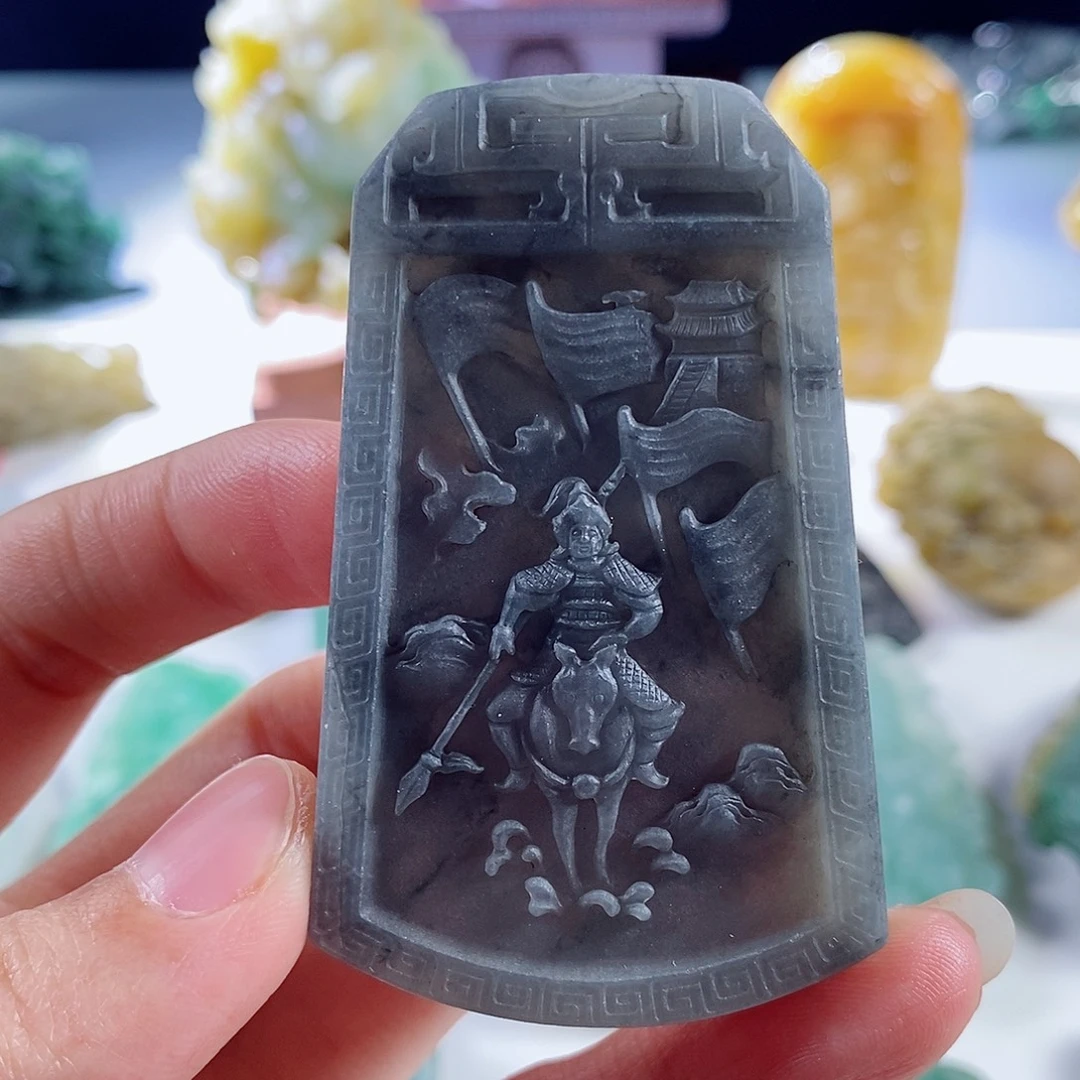 定制翡翠未镶嵌天然a货翡翠冰乌鸡赵子龙