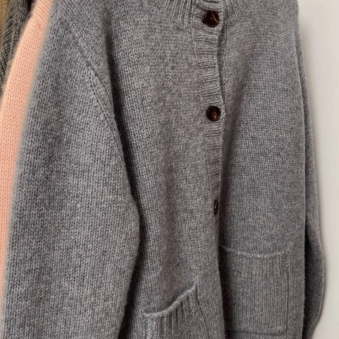 平面 带兜 羊绒 开衫