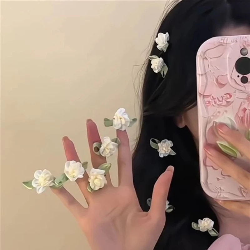 甜美奶白超仙茉莉花发夹女森系鸭夹气质优雅少女夹子碎发刘海发饰