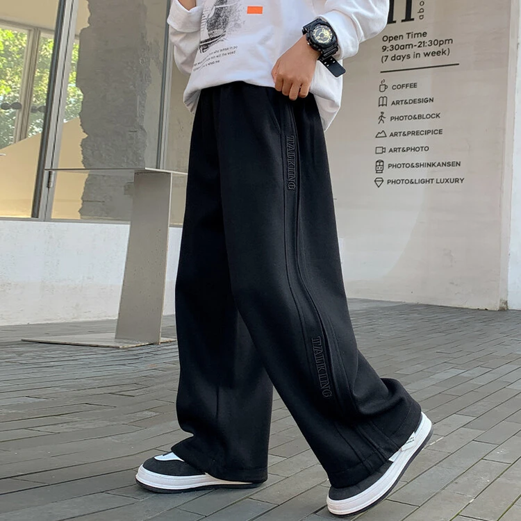 男童裤子春秋季2025新款儿童运动阔腿裤中大童冬装加绒卫裤洋气潮