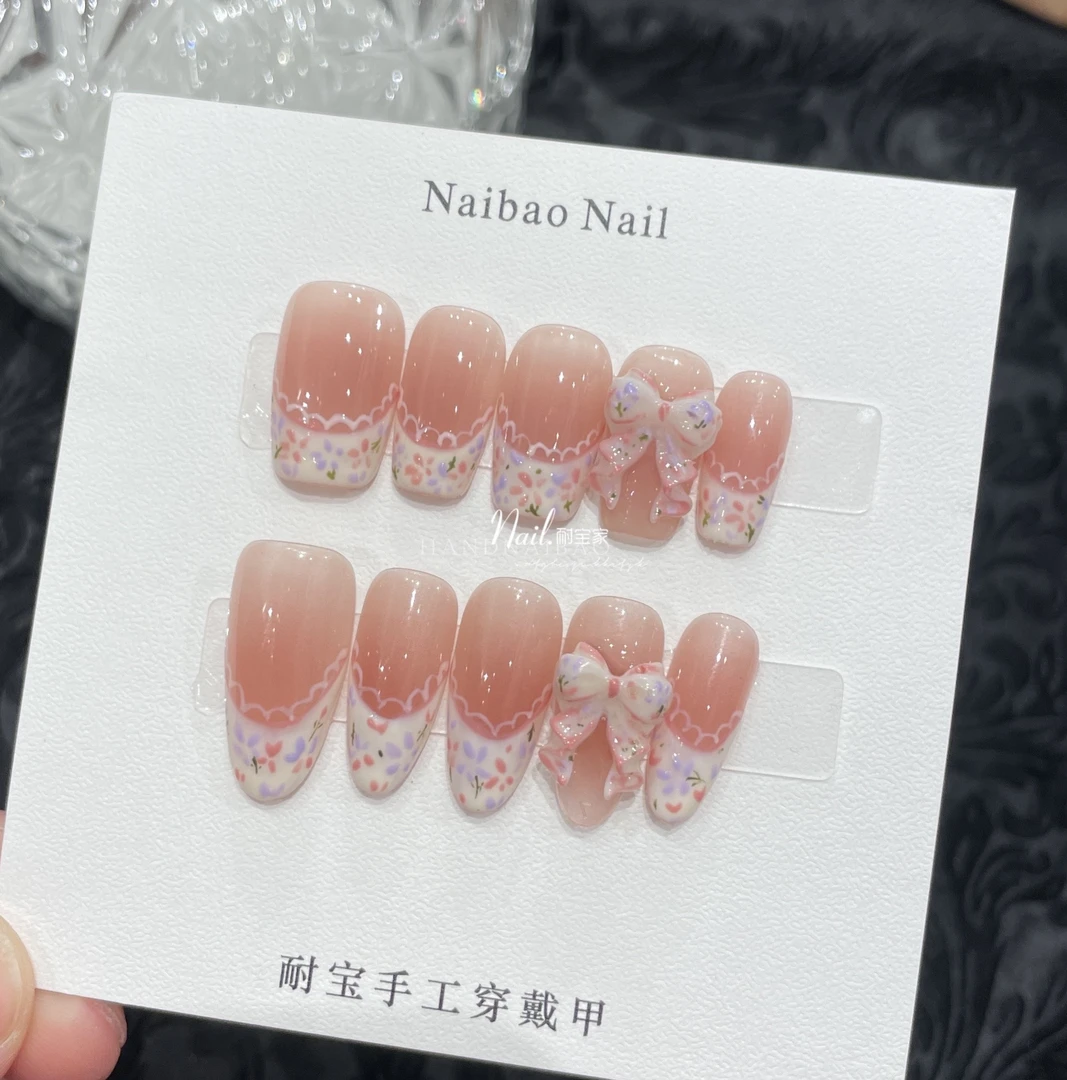 【碎花洋裙·耐宝】洛丽塔/纯手工/穿戴甲美甲短款