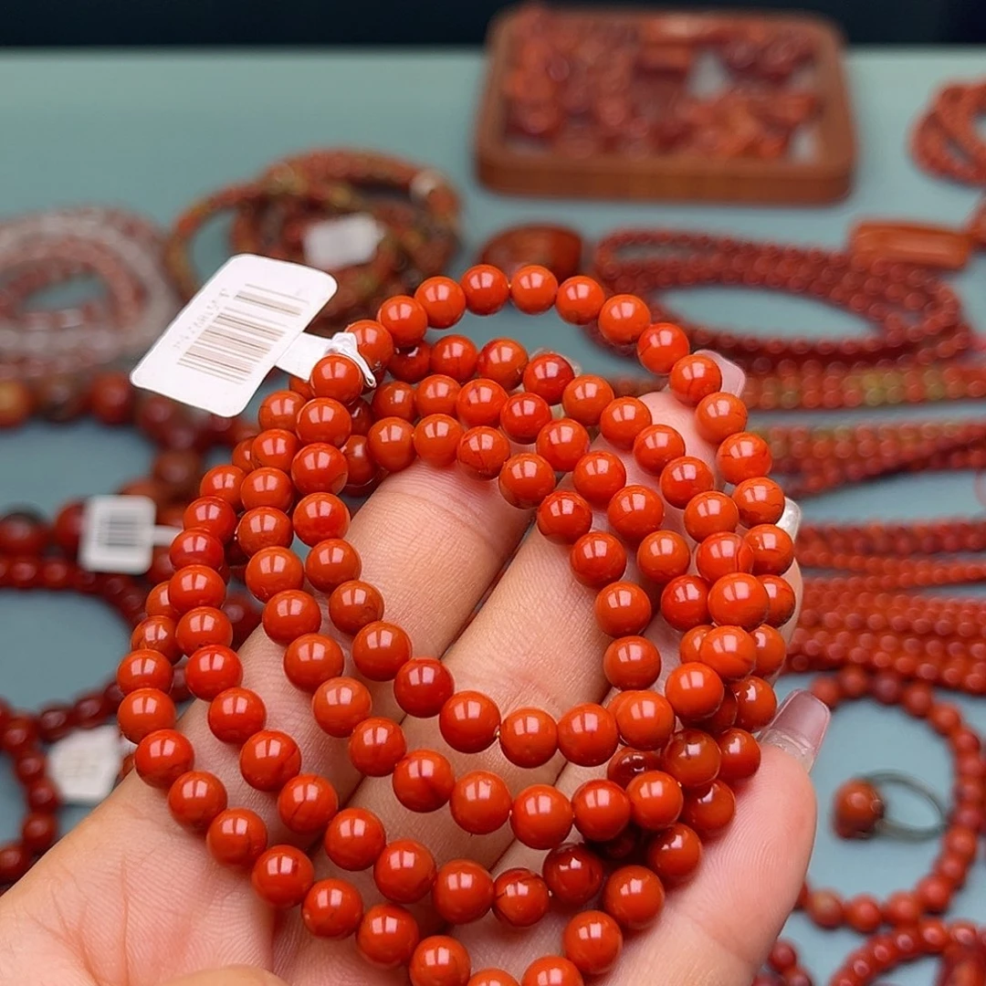 南红玛瑙未镶嵌手链卡6多圈