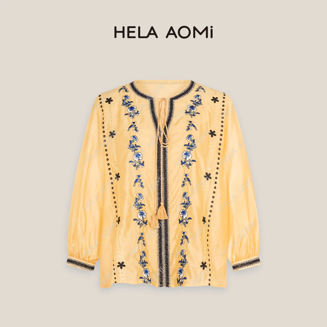 HELA AOMI“莱赛尔83.9% 蓝缕”气质穿搭显瘦减龄衬衫CY5BX12020