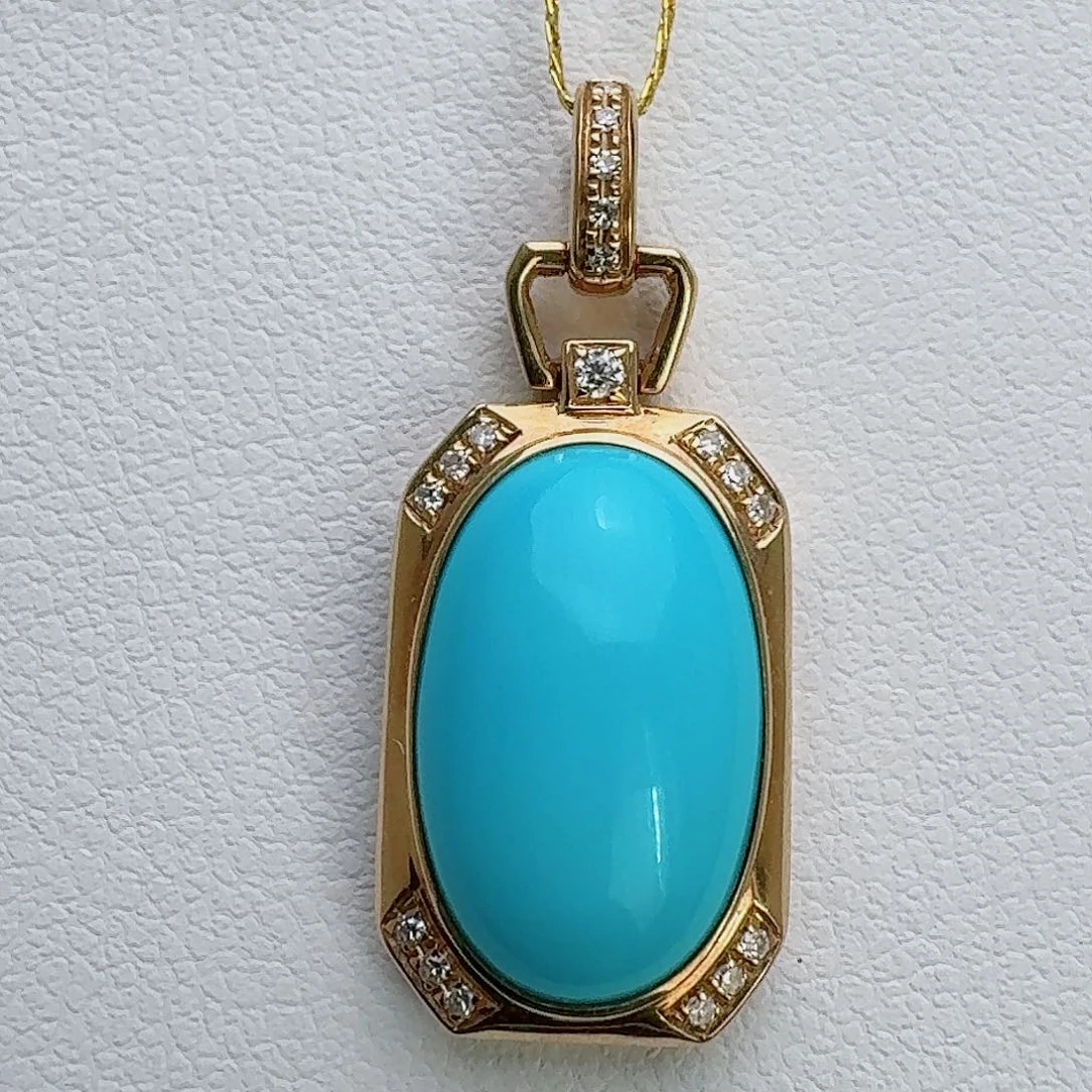 18K金镶嵌绿松石珠宝奇石精品设计款