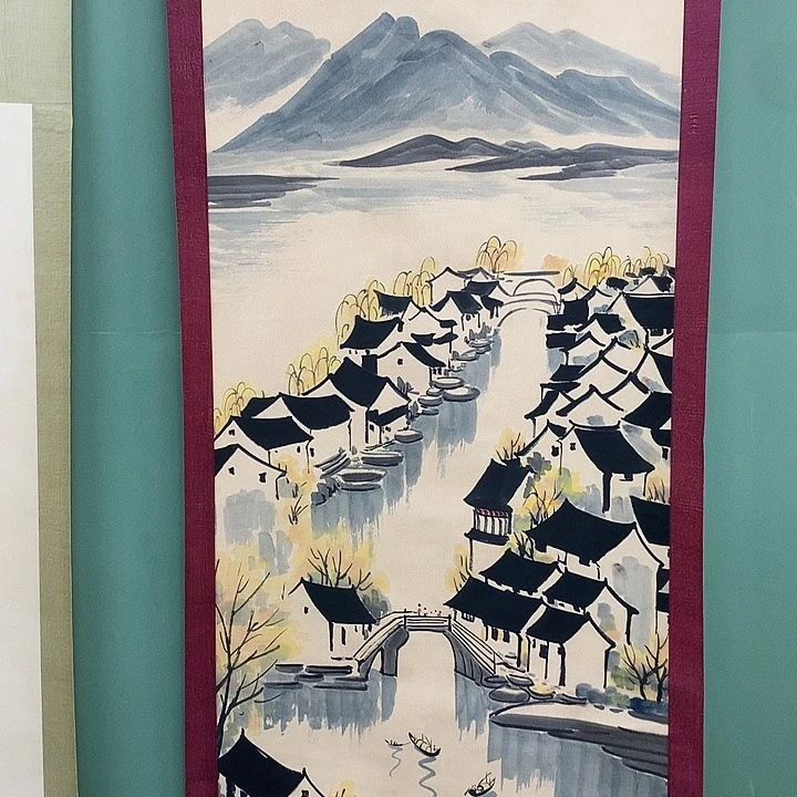 竖款精品国画作品轴