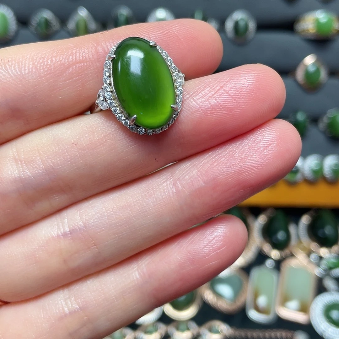 和田玉（碧玉）银S925镶嵌吊坠(不含链)