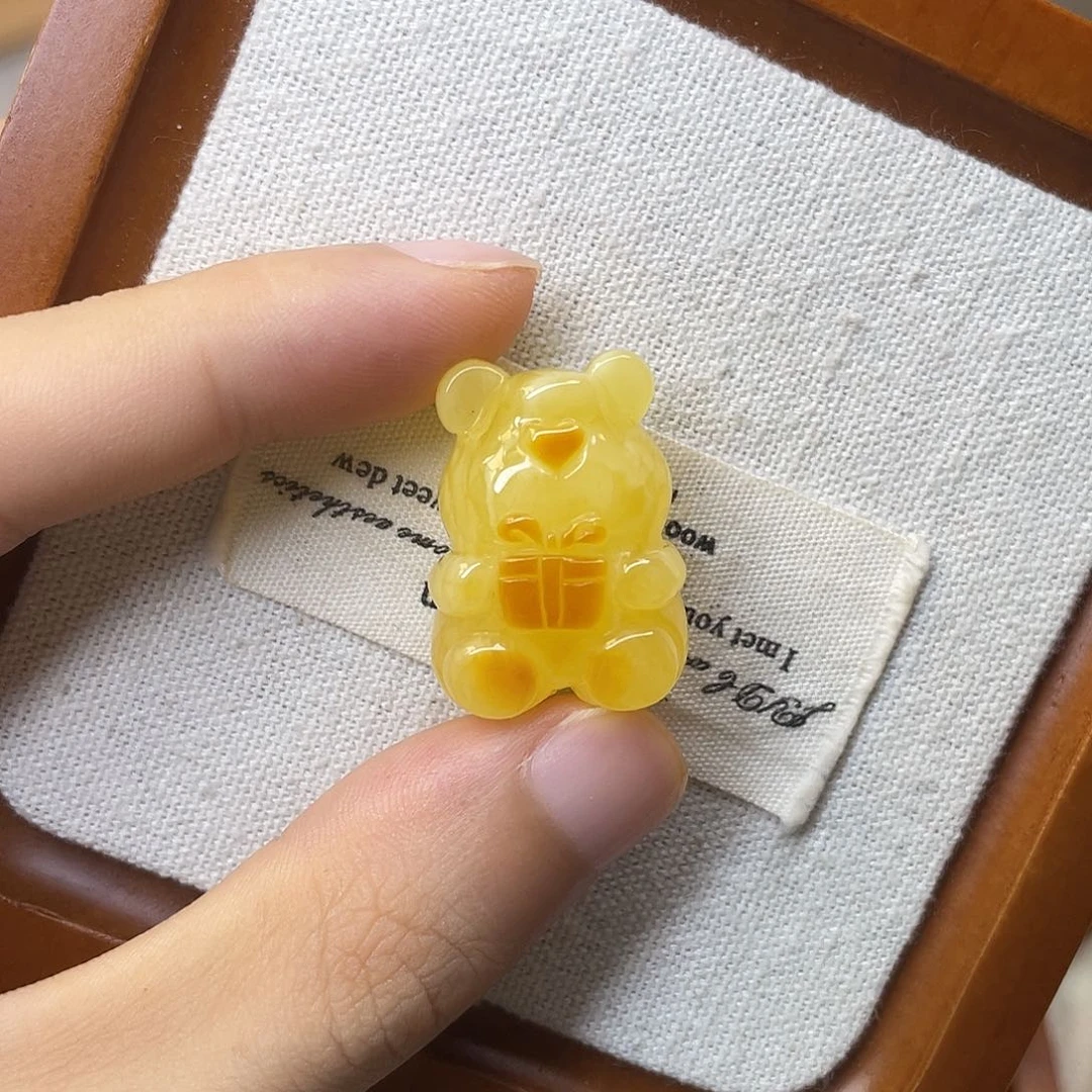 未镶嵌琥珀裸石礼物盒小熊
