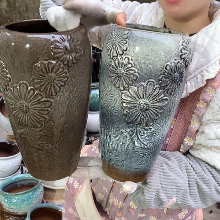 紫砂花盆瑕疵口13高28