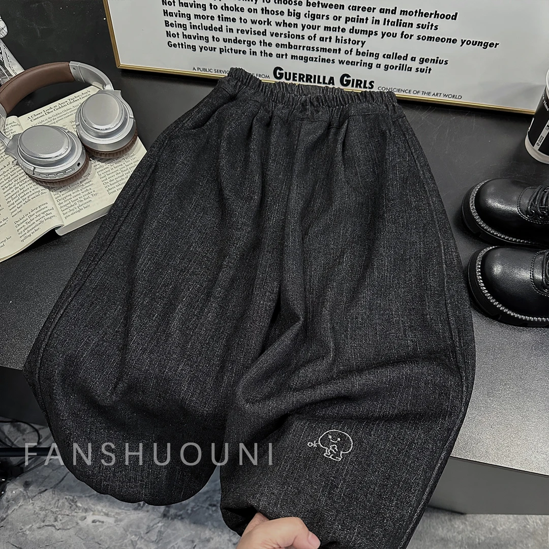 男童牛仔裤加绒裤子秋冬装加厚儿童2025新款百搭中小童束脚裤外穿