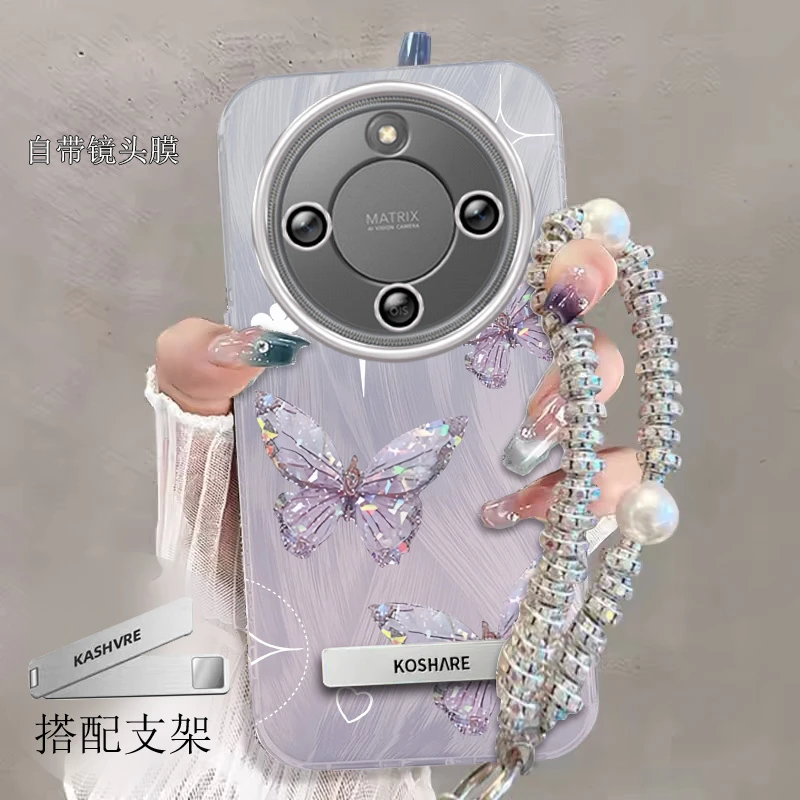 带镜头膜荣耀X70手机壳MTN-AN00全包防摔软壳Honorx70羽纱蝴蝶新