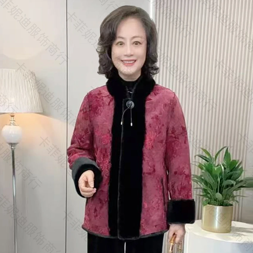 25220冬季时尚简约国风妈妈装舒适百搭大衣外套