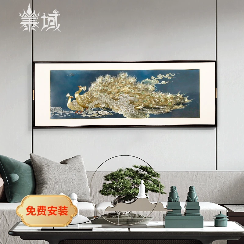 泰域《富贵孔雀》手工金属铝板雕刻 客厅沙发后墙装饰挂画B2-181