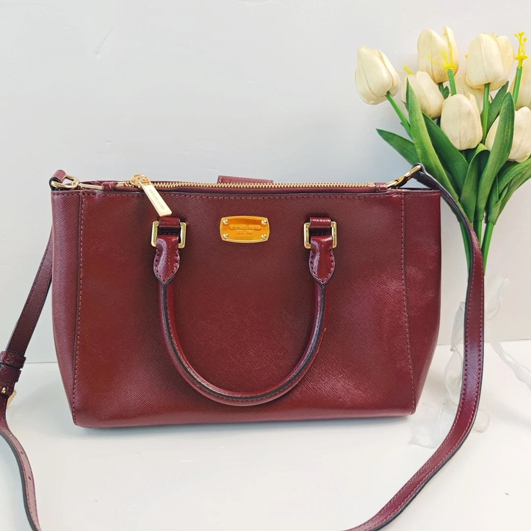 95新 MICHAEL KORS/迈克高仕 迈克高仕酒红色单肩包