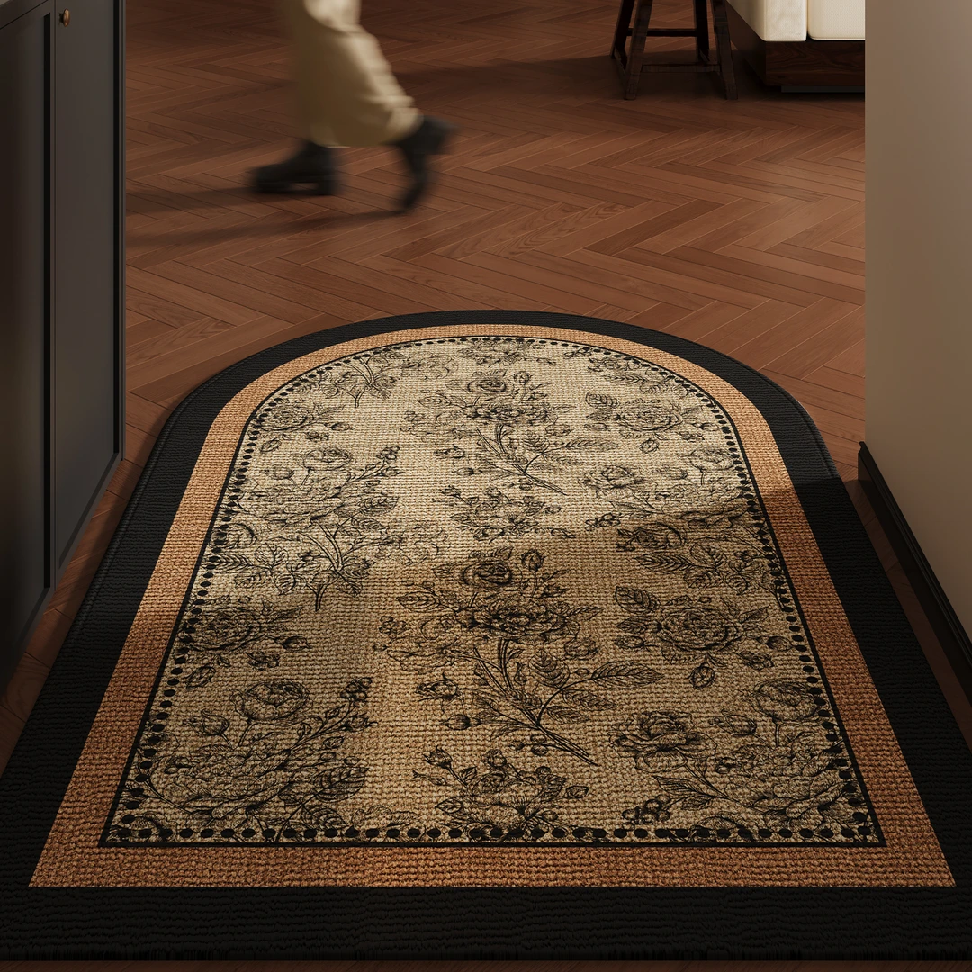 忘忧虫美式复古入户门垫免洗可擦玄关脚垫耐脏防滑高级感进门地毯