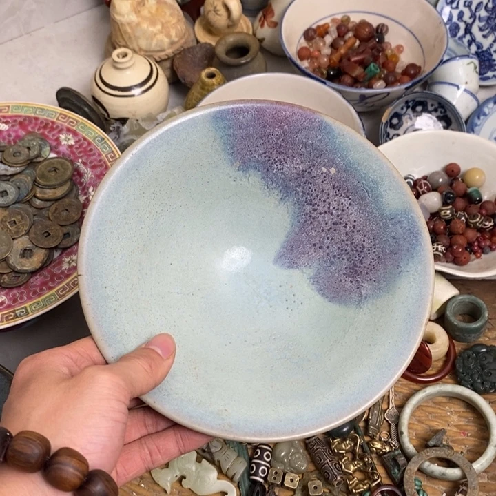 灵***山铜铁合金类工艺品 钧瓷碗 摆件 微瑕