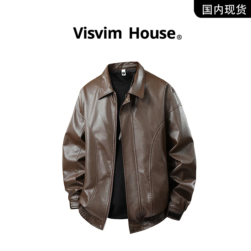【品牌现货撤柜】VISVIM WINGS春秋新款百搭皮衣PU皮翻领外套男