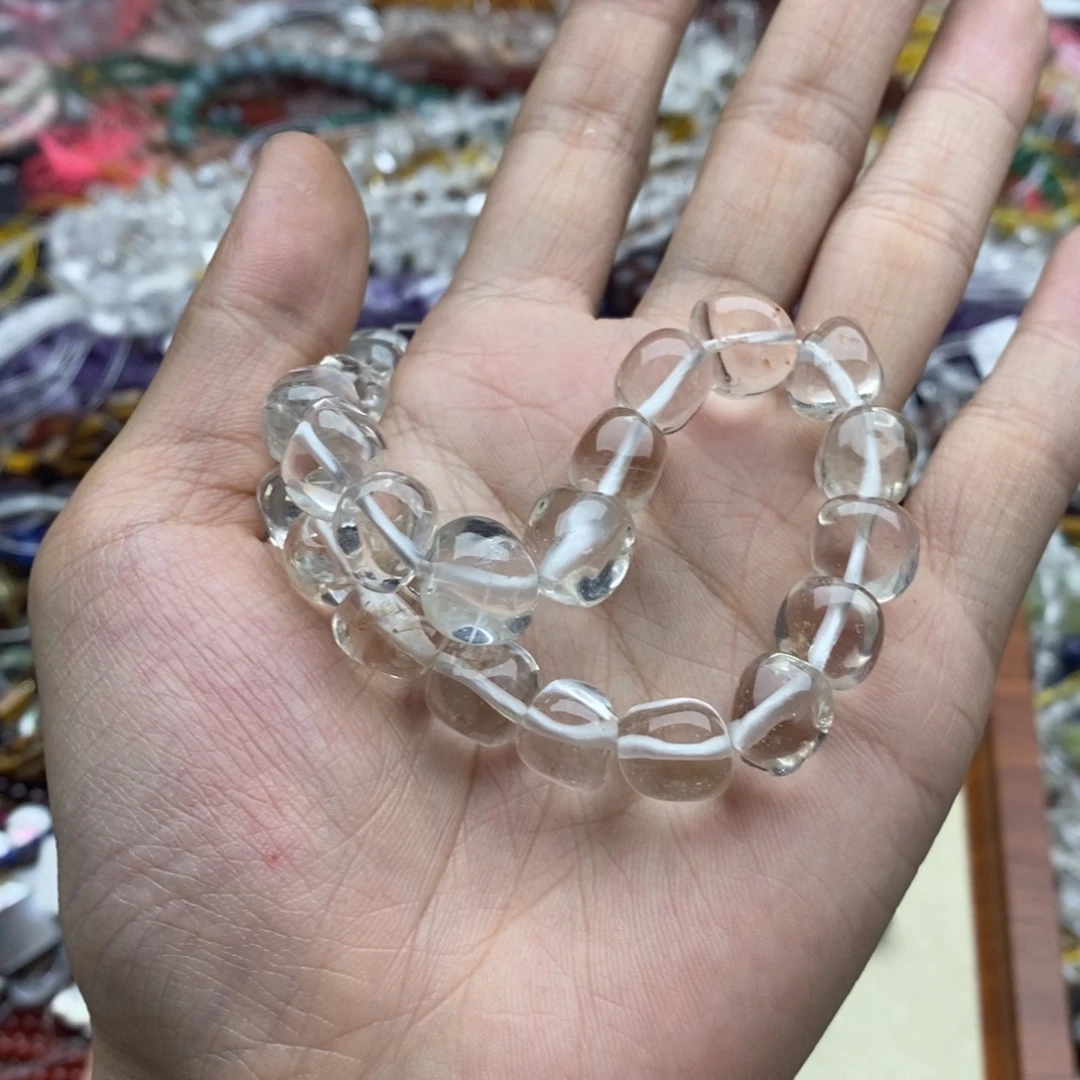 玛瑙/玉髓未镶嵌珠宝半成品18颗天然A级白水晶冰糖10mm+