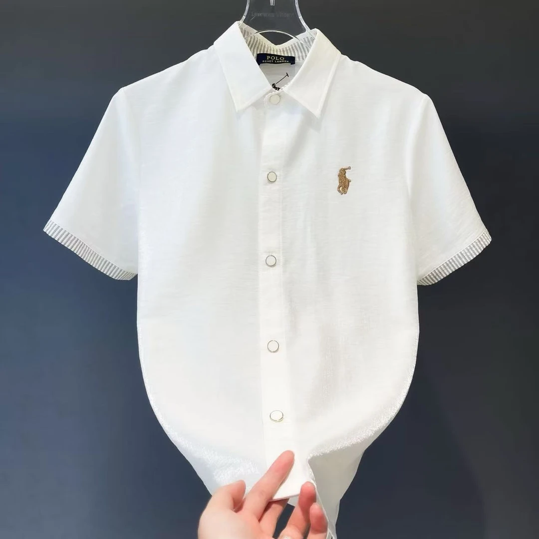 LawrenceVincent潮流翻领轻奢薄款衬衫夏季衬衣男款高级感P6083