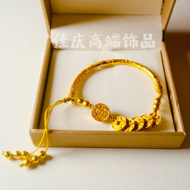 合金手链 古法吉言五帝五路财神半镯手链气质百搭经典 高端饰品