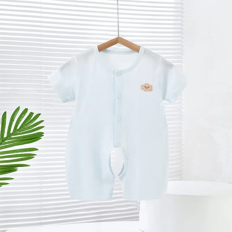 【莫代尔开档短裤】夏款婴幼儿短裤短袖满印花连体A类软糯舒服薄款