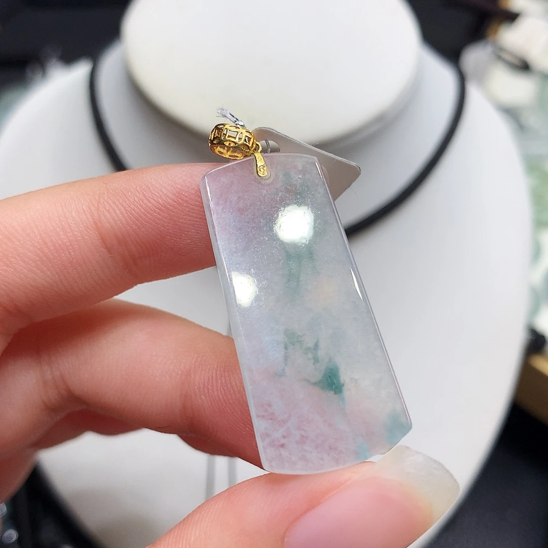 翡翠18K金镶嵌胸饰翡翠2，35.5/16.4/2.6