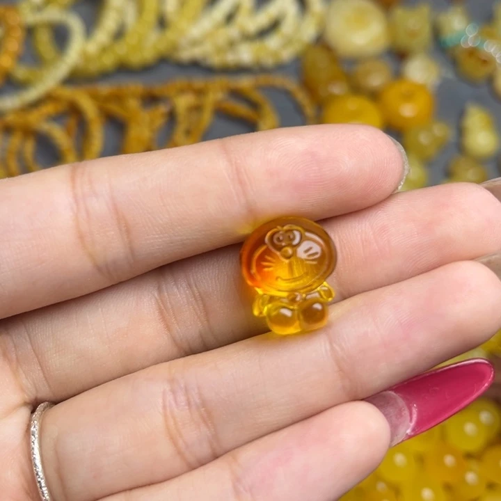 蜜蜡未镶嵌珠宝奇石金珀俏色叮当猫配饰