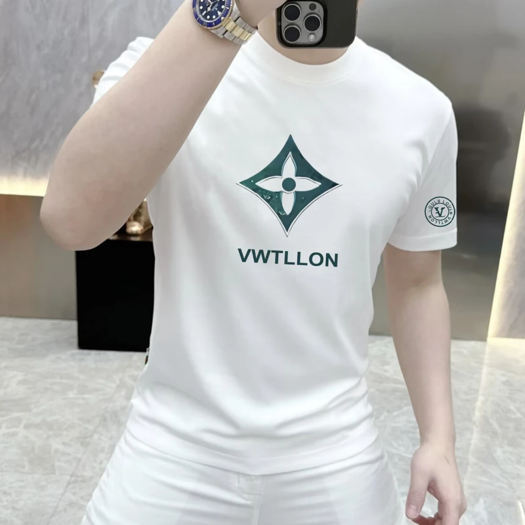 潮牌新款痞帅休闲时尚印花短袖t恤男士圆领百搭半袖体恤上衣短袖