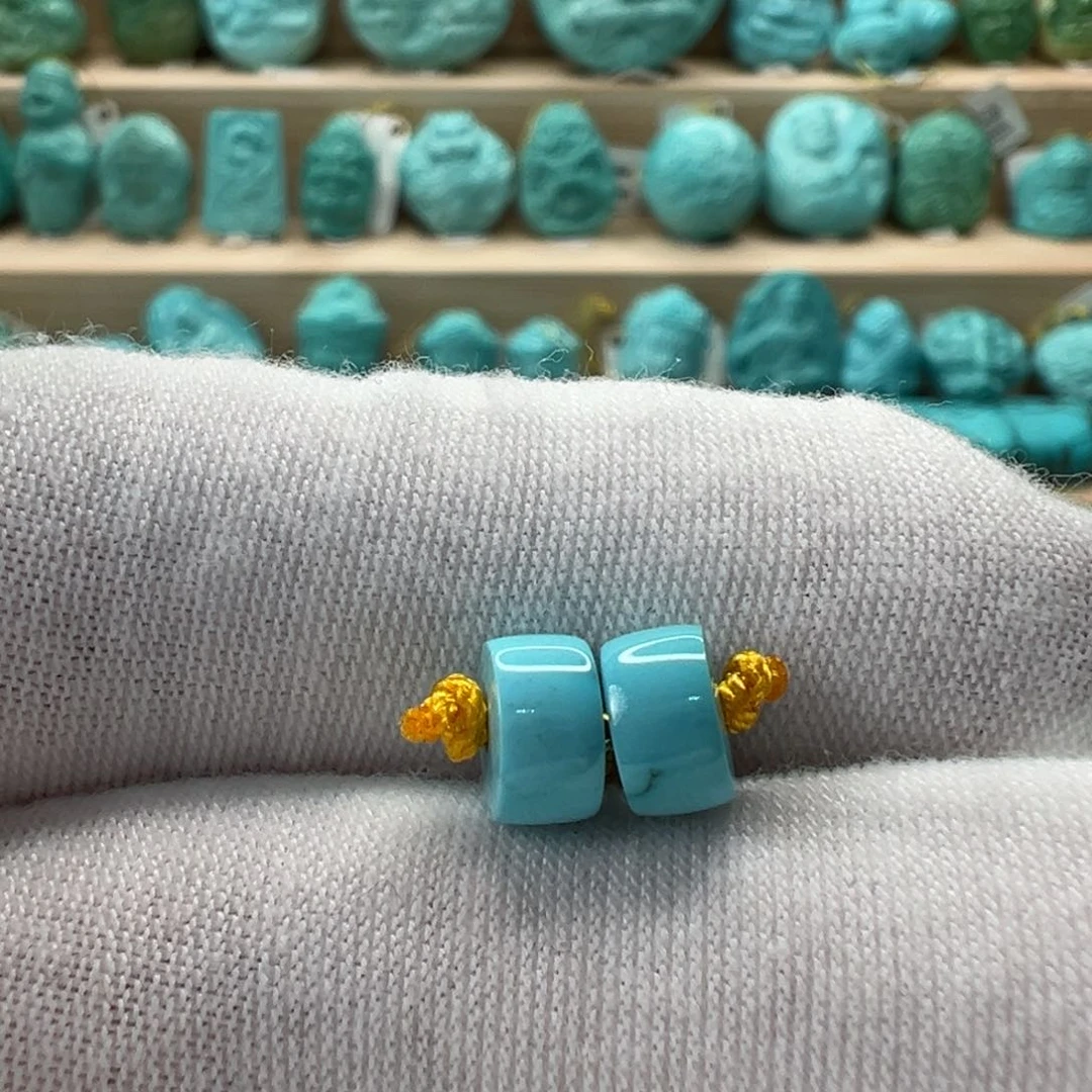 未镶嵌绿松石直切对珠 6.8x3.8mm