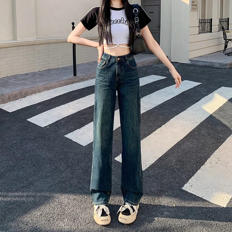 2310直筒窄版牛仔裤女2025春秋新款高腰显瘦微弹显瘦显腿直牛仔裤