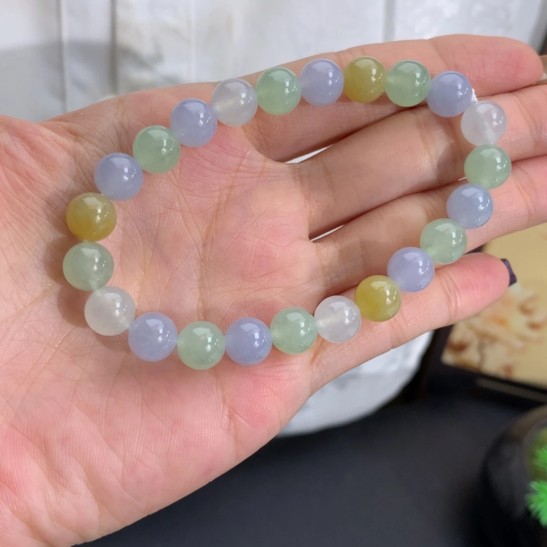 翡翠未镶嵌手串卡8冰胶多宝手串