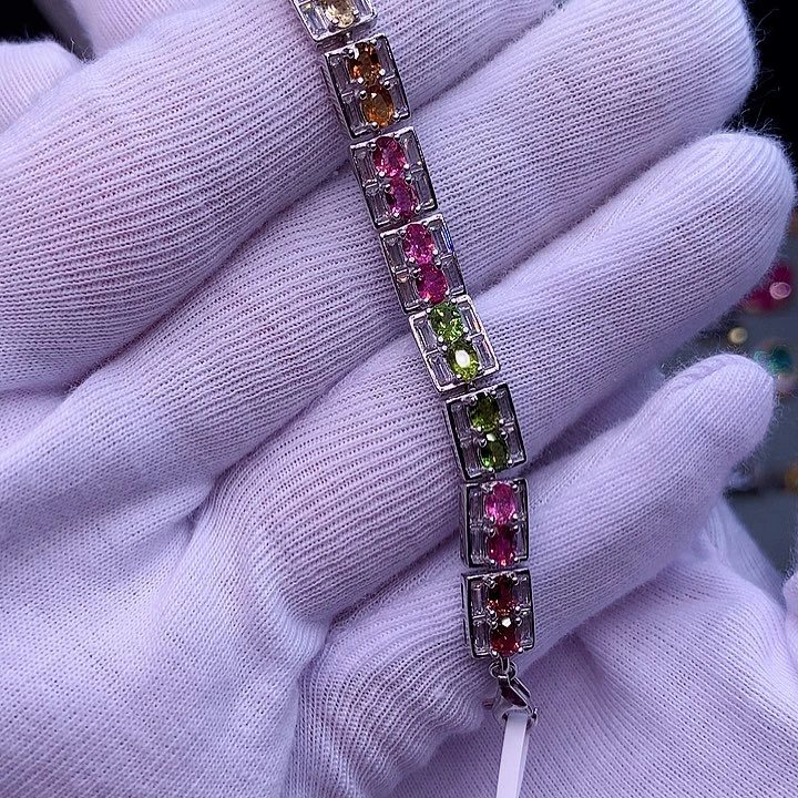 碧玺手链银S925镶嵌