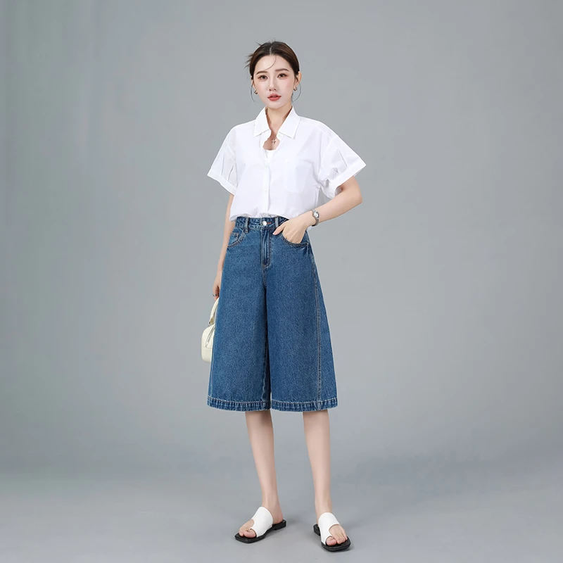 【大明星】时尚大牛女裤无弹舒适软牛仔六分短裤女牛仔女款9872