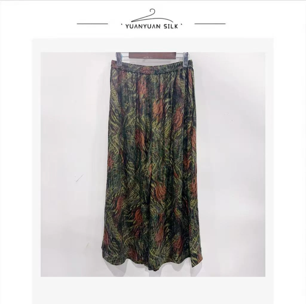 C  桑蚕丝混纺~时尚花朵/丝滑冰凉/百搭时尚/提花直筒裤kz50