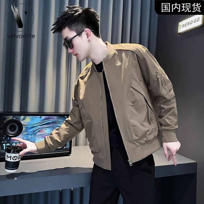 潮牌痞帅短款夹克男款潮流休闲棒球服外套衣服男2025新款爆款上衣