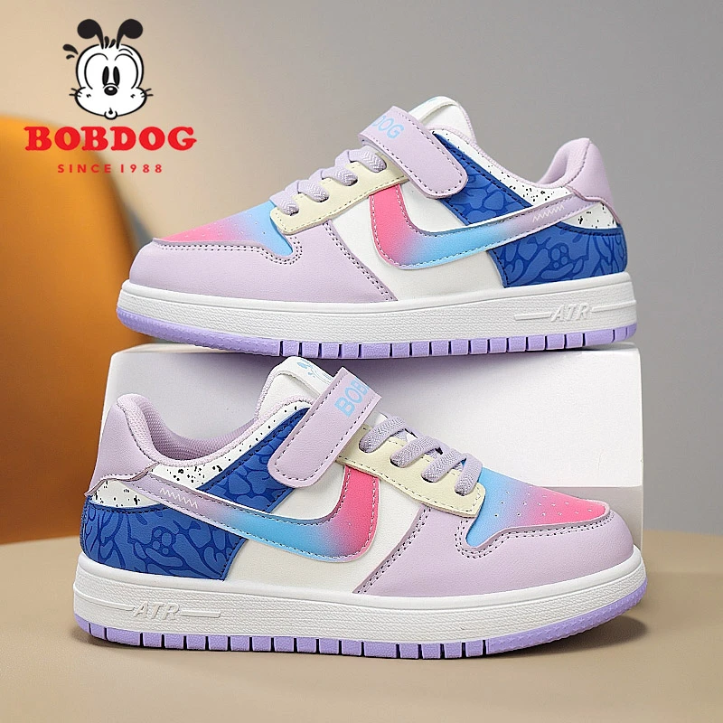 巴布豆男童运动鞋轻便防滑儿童空军百搭休闲时尚板鞋皮面防水女童