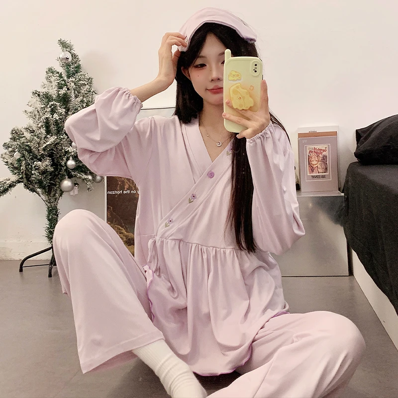 大码月子服春夏季薄款产后产妇孕妇睡衣喂奶哺乳家居服套装可外穿