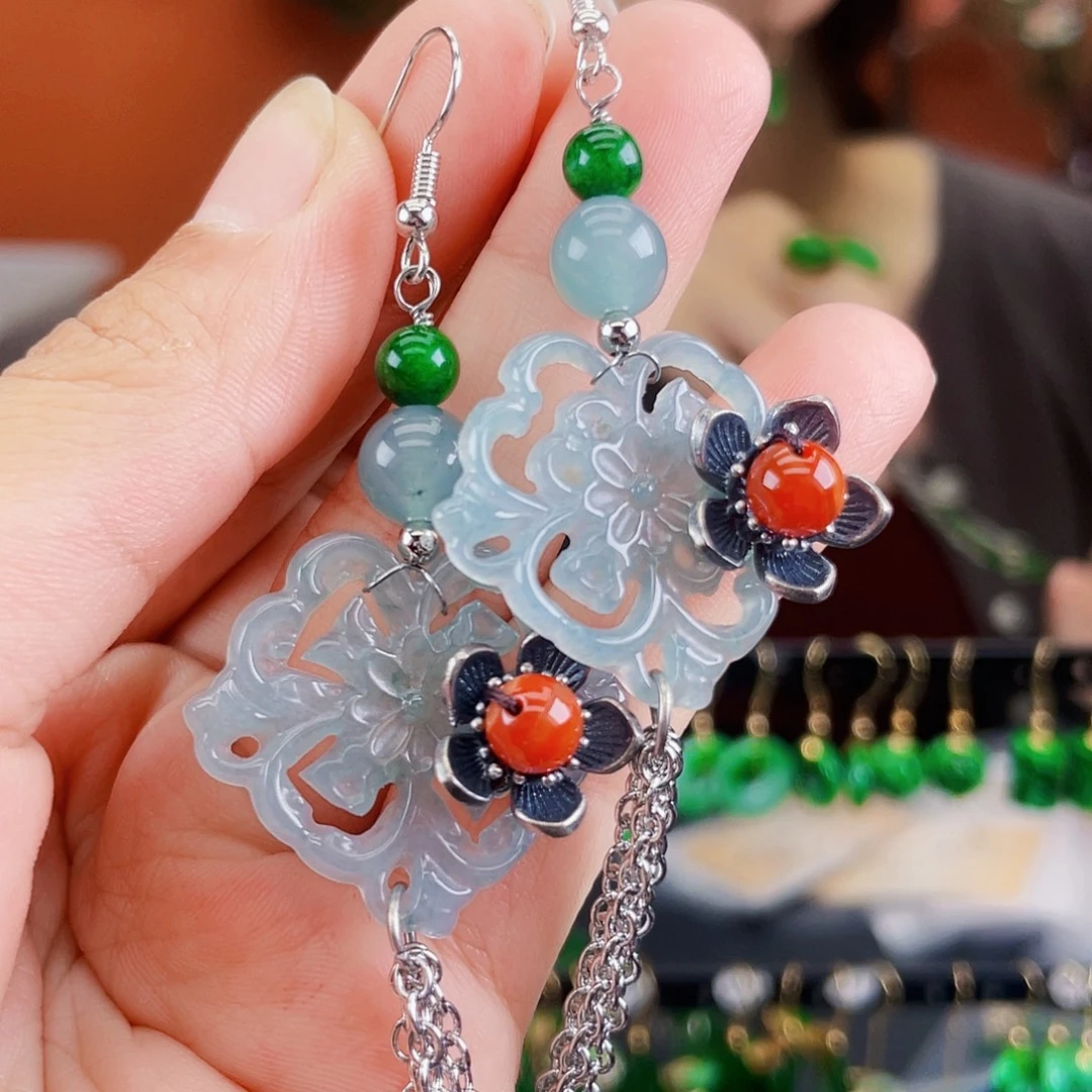 翡翠未镶嵌耳饰饰品