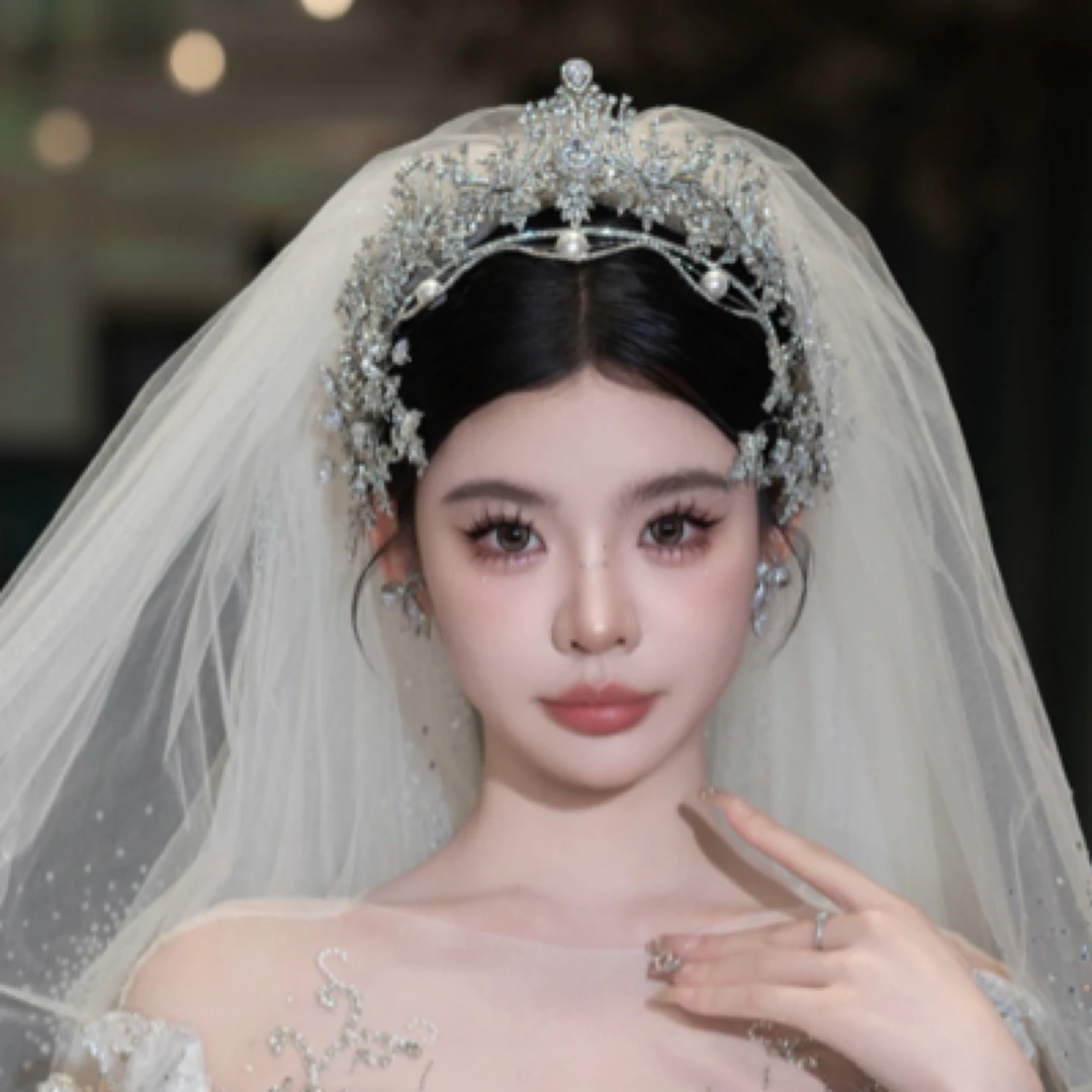 合金仿水晶婚庆饰品 17528新款珍珠宫廷皇冠精致百搭唯美