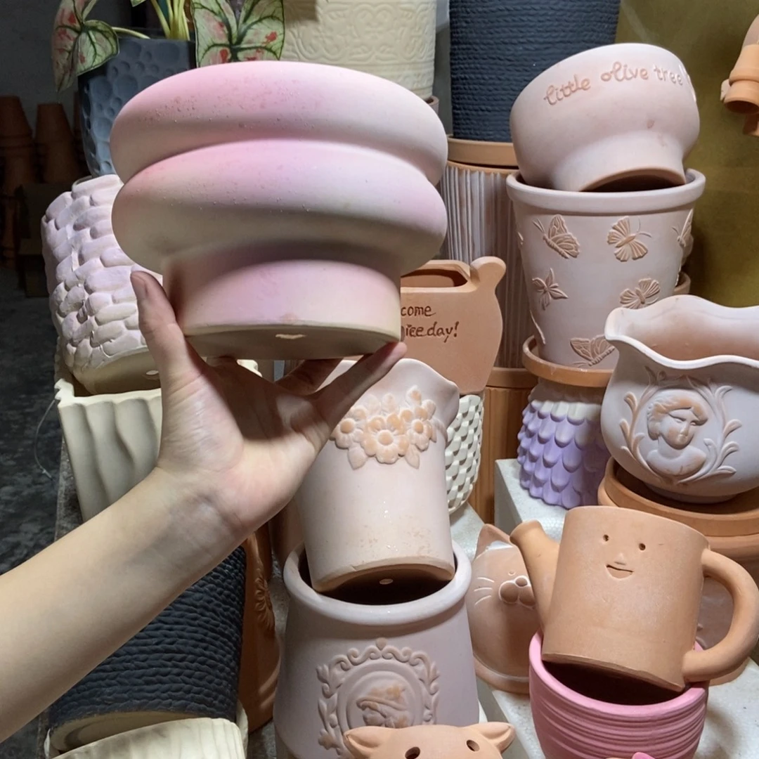 17×13炫彩粉甜甜圈 粗陶1个