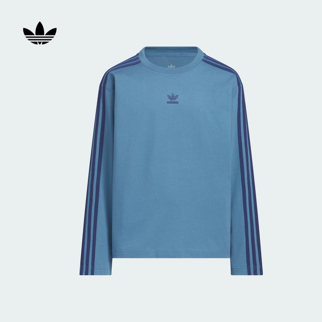 adidas阿迪达斯官方三叶草男小童秋季印花圆领纯棉长袖T恤KG6623