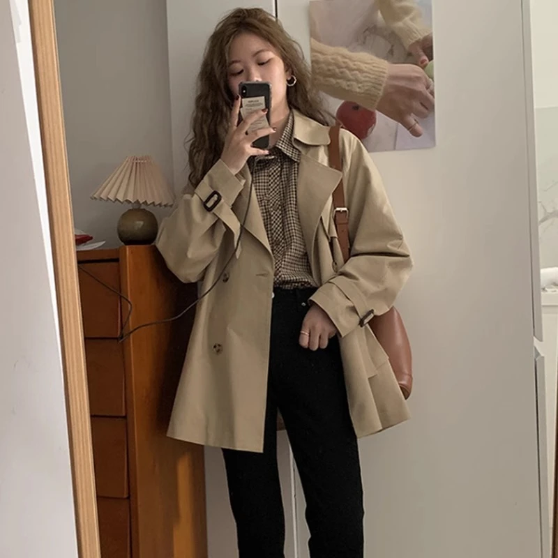 卡其色风衣外套女小个子短款春秋季2025年韩版英伦风休闲百搭大衣