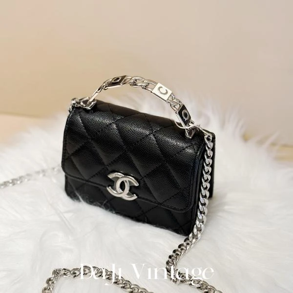 大吉中古/Chanel香奈儿黑银珐琅手柄mini斜挎包