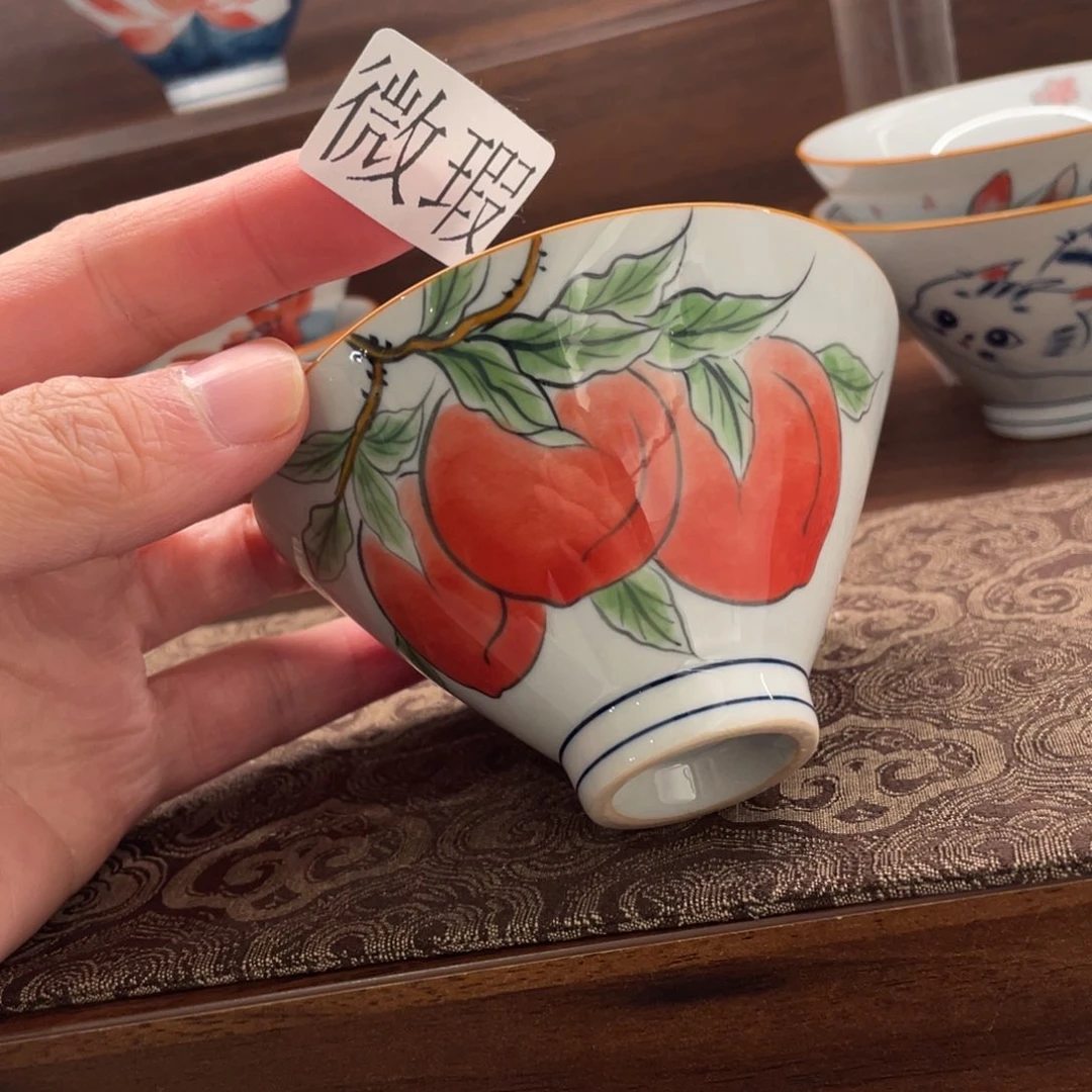 釉下手绘茶具微瑕