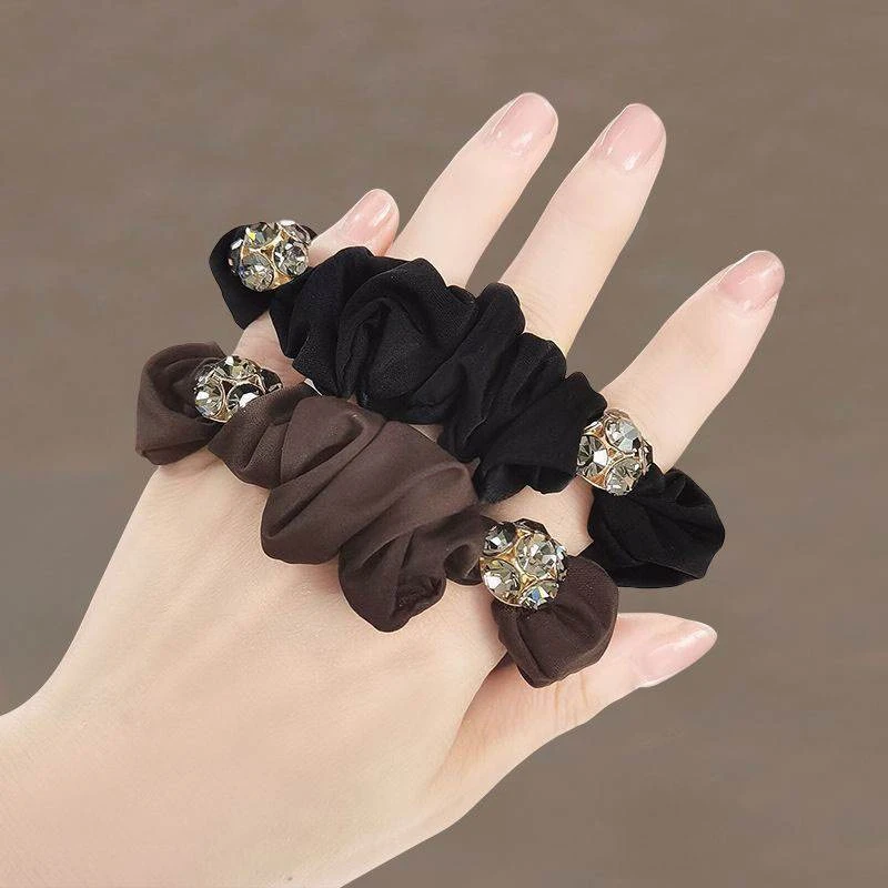 简约高级感闪钻发圈精致复古扎马尾头绳女网红气质高弹力扎头发绳