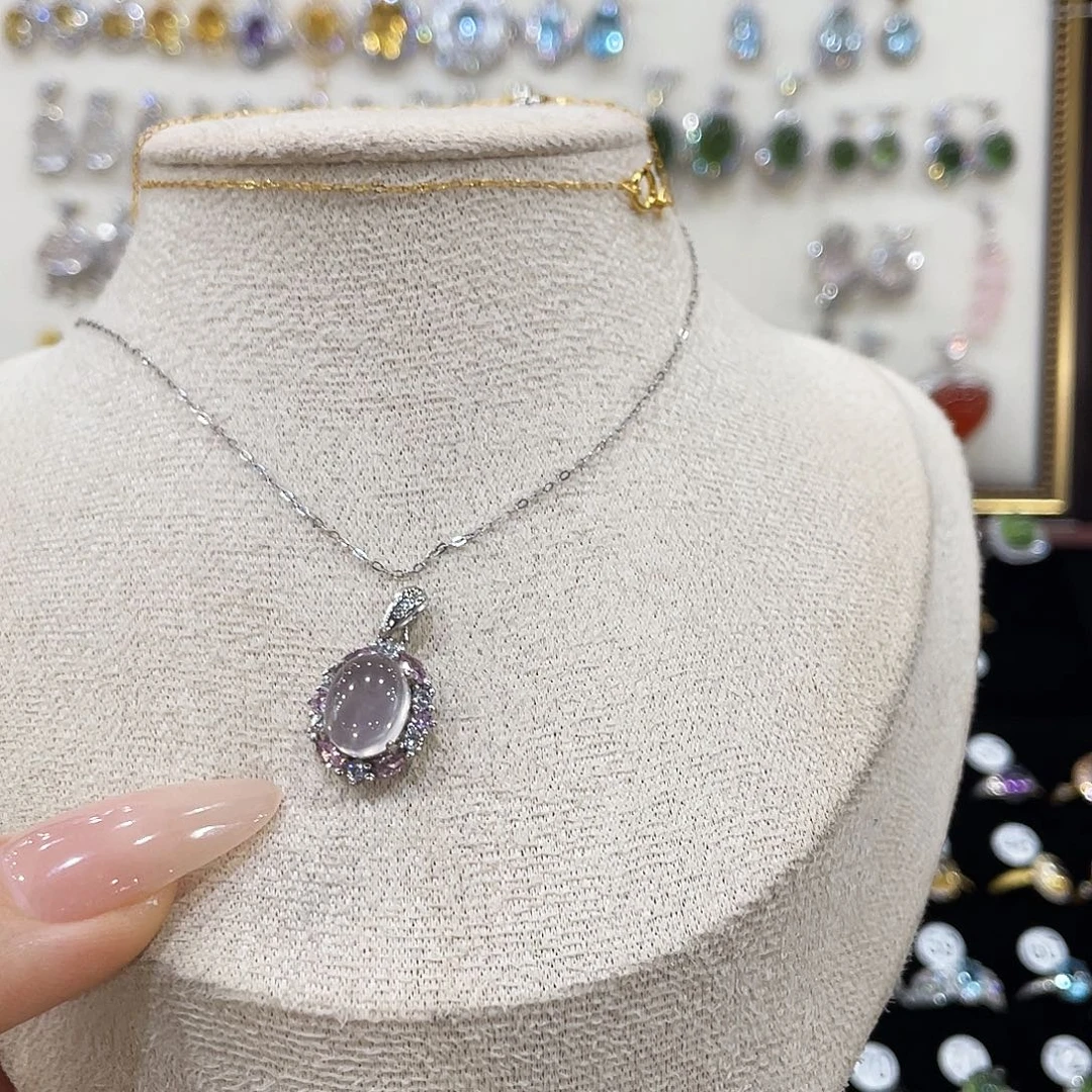 总***妻萤石银S925镶嵌颈饰