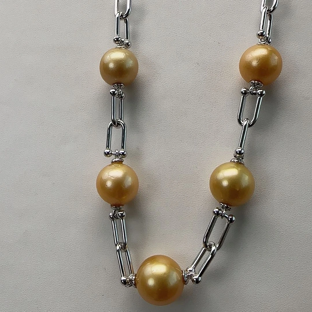 海水珍珠银S925镶嵌颈饰