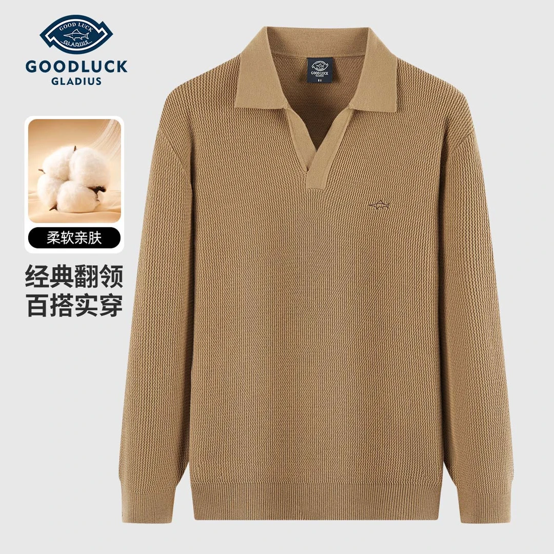 德鲨鲨鱼毛衣秋冬新款海鸥领奢感保暖针织衫含绵羊毛-L2T53501