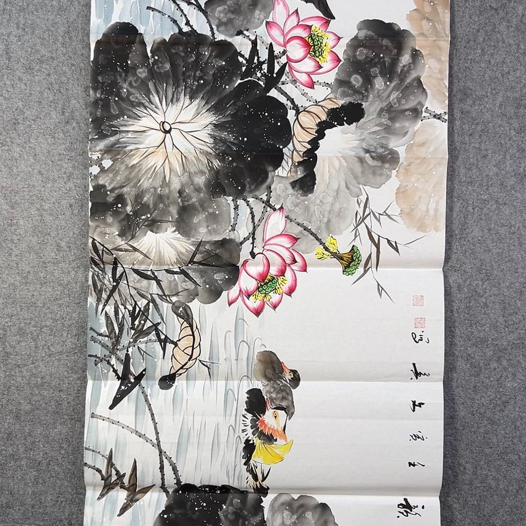国画550 花鸟在树丛的顶端鸣叫叫声响